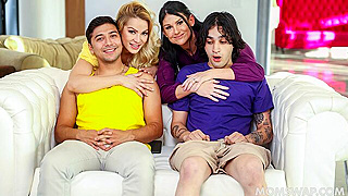 Bootylicious MILF Teases Stepsons with Slutty Pole Moves & Ravenous Throat Skills