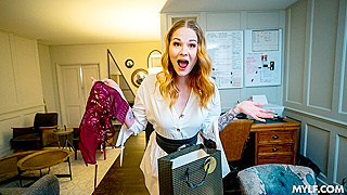 MILF Gets Dicked Down After Shopping Spree – Greedy Redhead Sucks and Fucks Her Savior