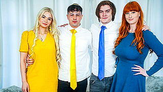 Moms Take Charge Fucking Their Horny Stepsons in a Swapping Virginity Lesson