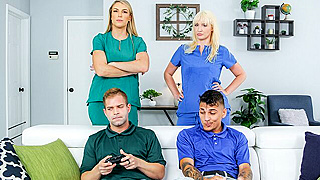 Mom Nurses Punish Lazy Stepsons With Rough Hands-On Exams & Relentless Cock Inspections