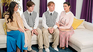 Busted Teens Get Ravaged By Their Moms’ Punishment, Ending In A Depraved Orgy