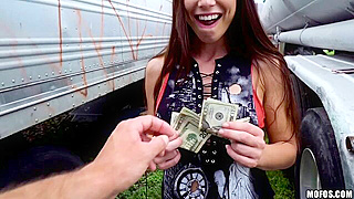 Busty Brunette Tease Sucks Huge Cock For Cash In Filthy Public Fuck Tape