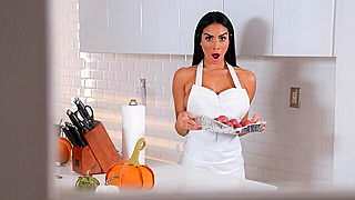 Lonely Busty Neighbor Catches Boy Peeping—Thanksgiving Ends With A Cream Pie Feast!
