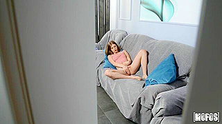 Seductive Babe Splayed On Plush Sofa, Getting Fucked Senseless By Hung Stud