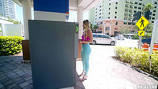 Blonde Bombshell Gets Fucked At Broken Atm For Cash Deposit