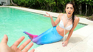 Hot Neighbor Surprises With Mermaid Tail & Sucks Cock Like A Siren Before Fucking Hard
