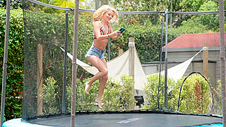 Neighbor Caught Fingerfucking Herself & Gets Pounded Hard On Her Trampoline